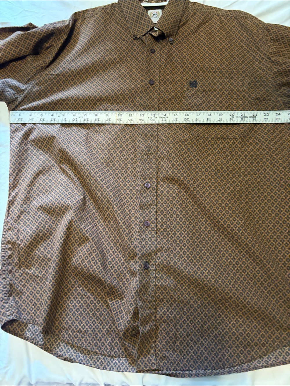 Cinch Men's Brown Geometric Button-Down Shirt Size XL - Picture 7 of 9